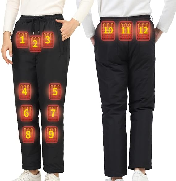 電熱ズボン 日本製炭素織維ヒーター 電熱ウェア 電熱パンツ 男女兼用 ヒーターズボン バイクパンツ 12ヒーター 腰腹膝足首同暖 USB給電 急速発熱 裏起毛 防寒ズボン 登山 釣り アウトドア