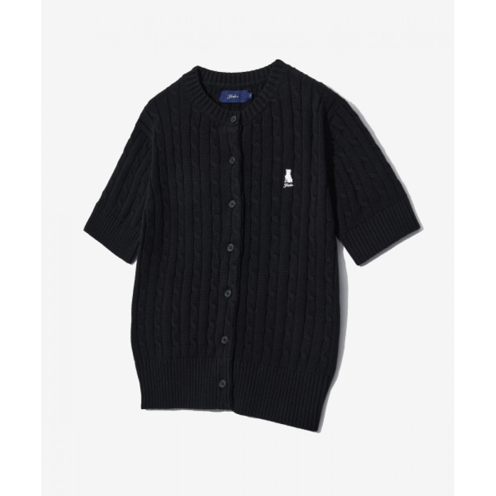 Yale レディースヘリテージダンケーブルショートスリーブカーディガンブラック
