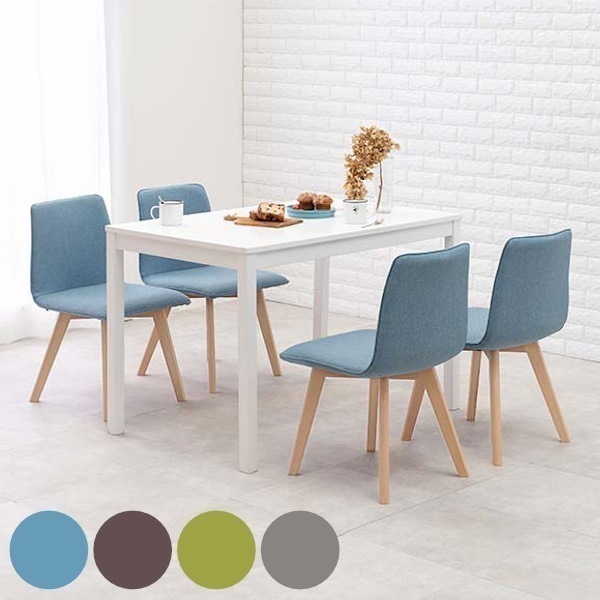 ダイニングセット 4人 5点セット ホワイト ダイニングテーブル 幅110cm ダイニングチェア 木製 天然木 ファブリック 北欧 ダイニングテーブルセット 四人 食卓テーブル 机 ダイニング
