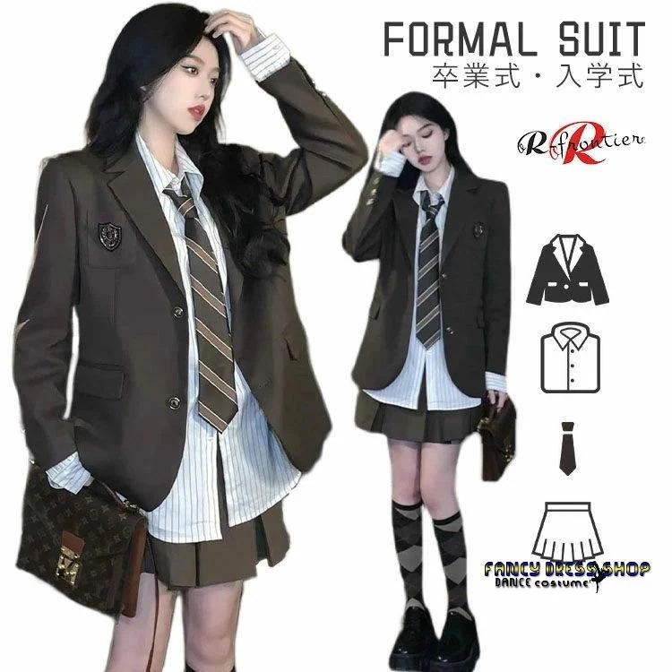 【急速出荷!】【制服標準装備】卒業式 スーツ 女の子 150 160 ゆったりサイズ 韓国 制服 なんちゃって制服 セット ピアノ発表会 スーツ 卒服 韓国 入学式 スーツ 女の子 卒業式 小学校女子