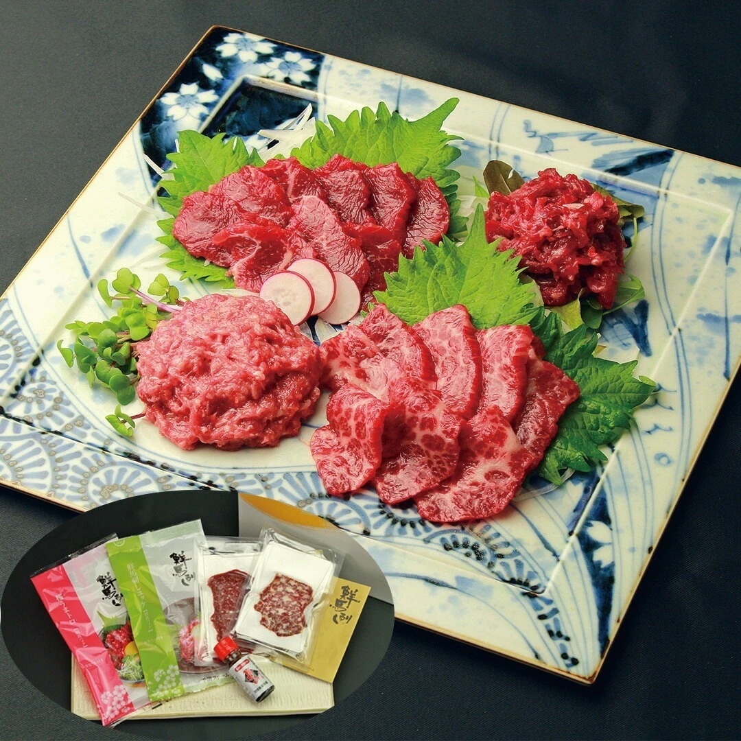 熊本 「千興ファーム」 鮮馬刺しバラエティ4種セット 220g（桜うまトロユッケ大トロスライスローススライス） 【産直メーカー直送品】