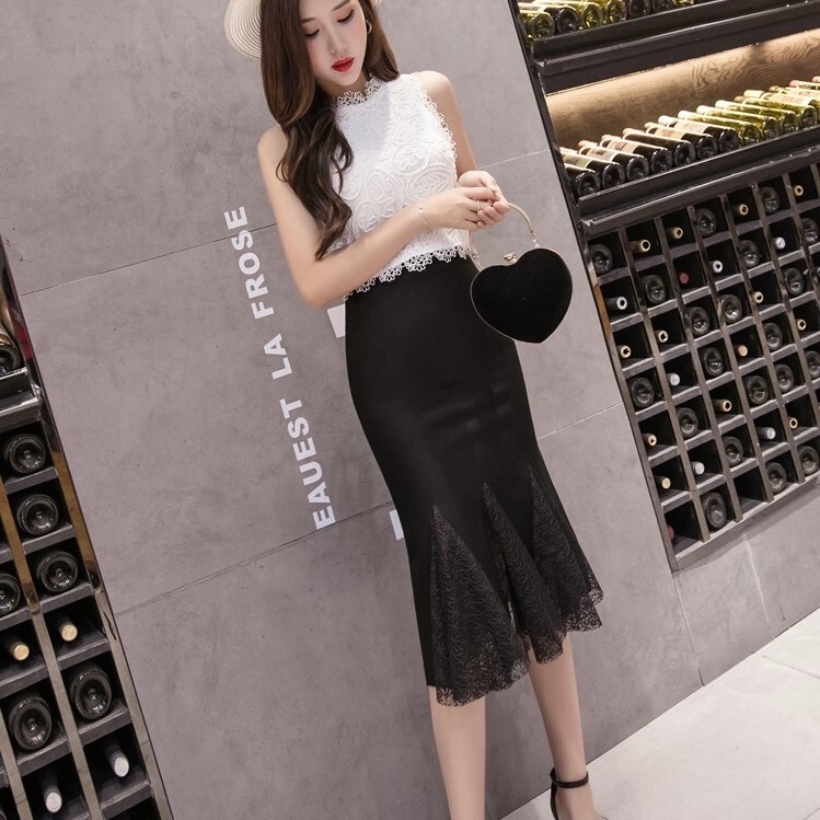 スカート 韓国風 オルチャン マーメイド ペンシルスカート レース タイトスカート スリム タイト 細身 ストレート ワイド Iライン かわいい 大人可愛い きれいめ シンプル カジュアル 大人