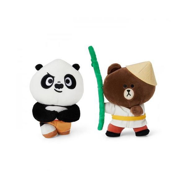 LINE FRIENDSラインフレンズlカンフーパンダブラウン＆フォースタンディング人形セット