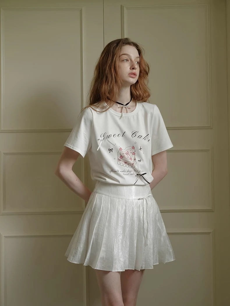 無地 ファスナー ピンタック フレア/Aライン ミニスカート [ホワイト]