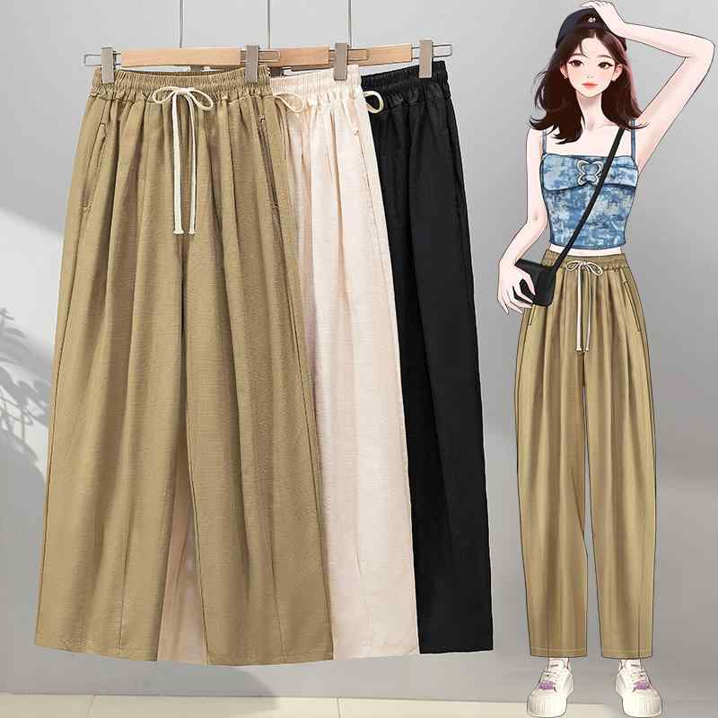 レディース ファッション おしゃれ カット 夏 ハイウエスト カジュアル パンツ ストレート ワイドレッグ パンツ