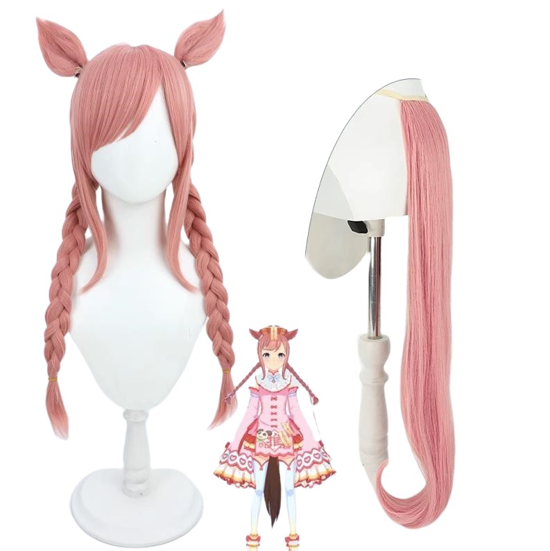 コスプレウィッグ アグネスデジタル ウマ娘 プリティーダービー アグネスデジタル 耳 しっぽ付き 耐熱 長髪 耐熱 文化祭 小物 変身 仮装 ステージ服 舞台