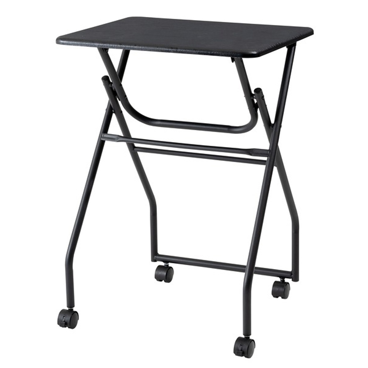 折りたたみ式テーブル フォールディングテーブル ハイテーブル キャスター付き テーブル 机 移動 収納 折りたたみ 転がる おしゃれ 高さ70cm キッチン リビング 作業デスク シンプル ブラック