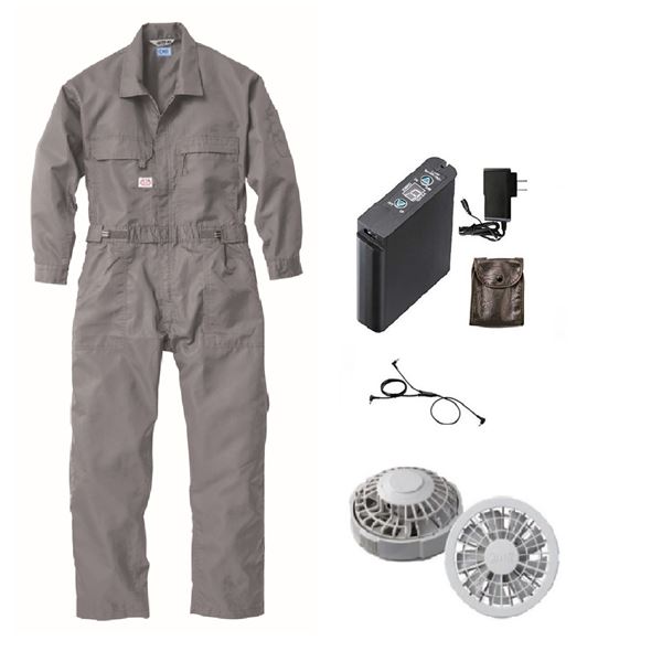 1-9820 空調服 R 綿・ポリ混紡製 空調つなぎ服 FAN2200G・CBB500・LIPRO2セット グレー L 18,562円