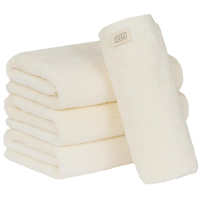 タオル研究所 [自然なやわらかさ] #024 バスタオル ピュアホワイト 4枚セット 綿100% 耐久性 Japan Technology
