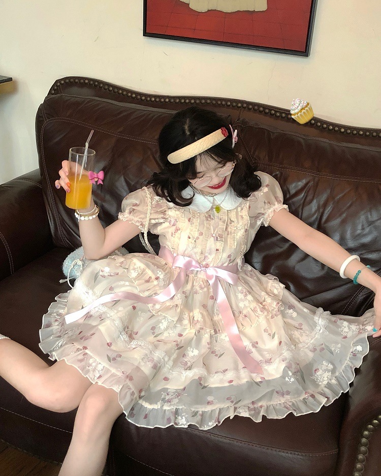 コスプレドレスワンピース「プリンセスドール」リボンベルト重工ビッグスカートプリンセスドレス夏