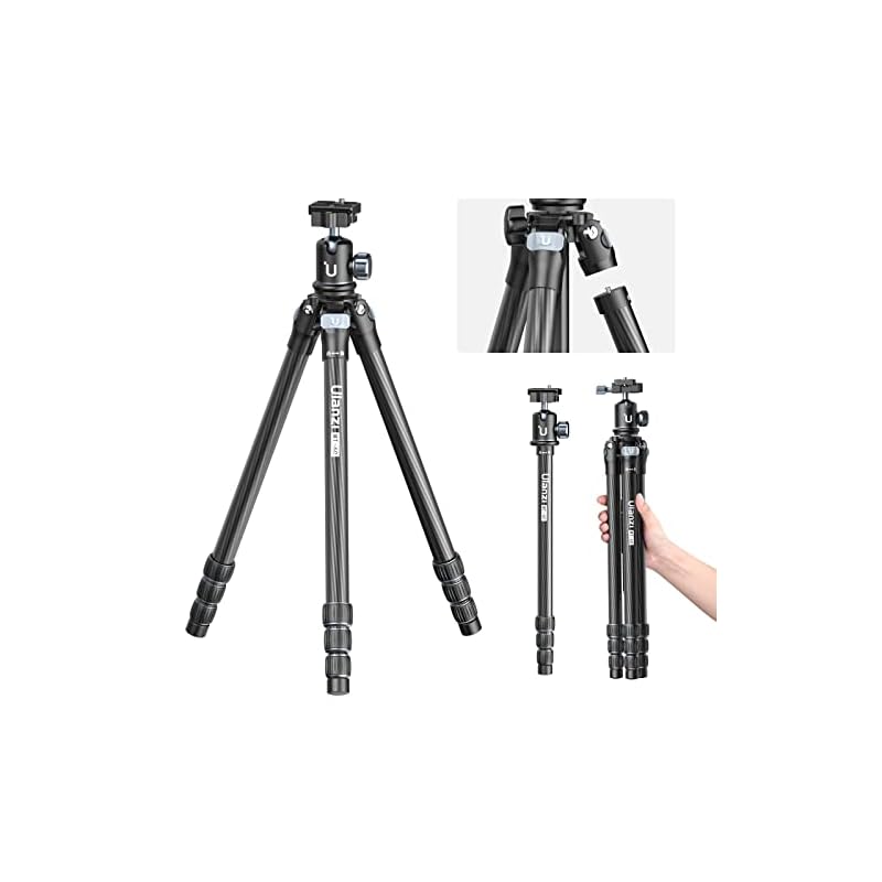 Ulanzi MT-60 三脚 カーボン三脚 カメラ三脚 一脚伸縮可変式 3Way雲台 4段階伸縮 トラベル三脚 中心軸付き ローアングル撮影 スマホ三脚 アルカスイス対応 収納袋付き 最大耐荷重10