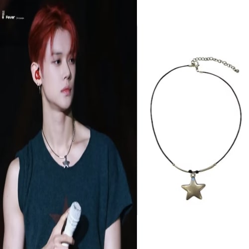 【TXTヨンジュン着用】Bold Star Necklace_[Black Silver]