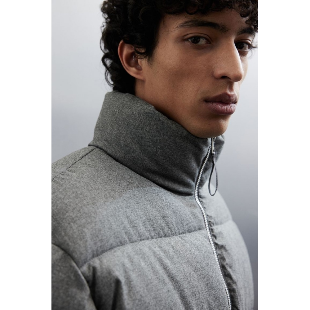 H&M 撥水コーティングパフジャケットルーズフィットダークグレー