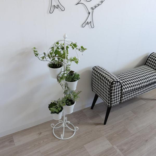 棚 ラック ヴィンテージ おしゃれ 白 かわいい アンティーク スタンドラック 花台 コーナーラック サイドラック フラワースタンド ボタニカル 完成品 アイアン 7,948円