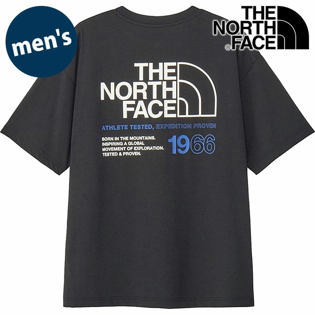 メール便 ショートスリーブイーエス66ロゴワイドティー [NT32597-K] メンズ TNF アウトドア トップス 半袖Tシャツ 抗菌防臭 ブラック 正規取扱店