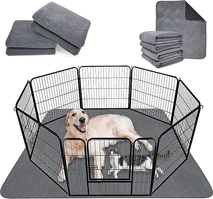 2枚セット犬 猫用洗えるペットシーツ 繰り返し使える犬用おしっこマット ペットマッ ペットサークルの下に置くのに最適 182x182cm( グレー, 182x182cm)