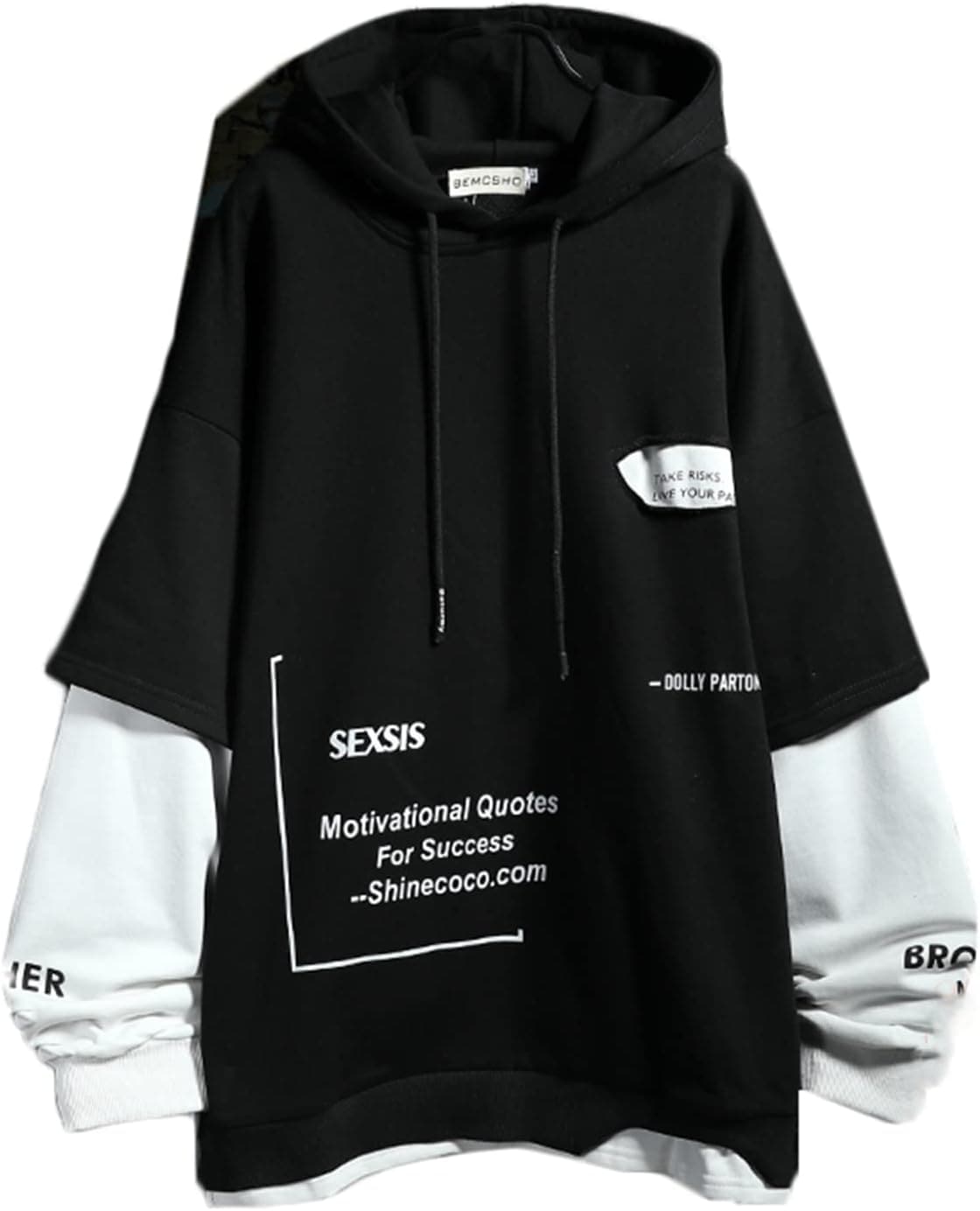 男性用 トレーナー パーカー ダメージ加工 フェイクレイヤード 韓国風 柔らかい ビッグシルエット ストレッチ フード付き プルオーバー 保温性 吸汗性 丈長め カジュアル クール オシャレ 肌触りが