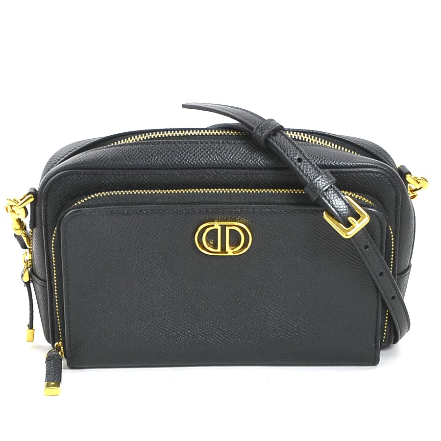 クリスチャンディオール Christian Dior ショルダーバッグ カロ レザー ブラック レディース 90048a