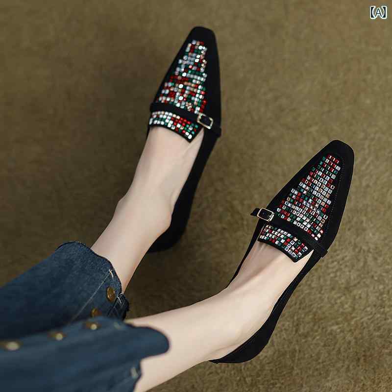 パンプス 革靴 レディース 春秋 革 ローファー 女性 深い 口 シングル シューズ 女性 柔らかい 底 フラット シューズ