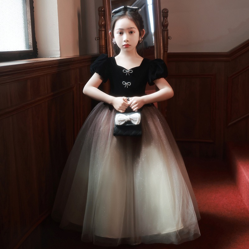 キッズ ウェディングドレス 女の子ドレスプリンセススカート2025新型司会者子供ピアノ演奏公演服春 子供 ワンピース