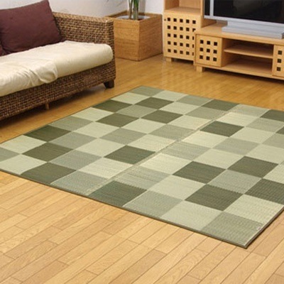 イケヒコ・コーポレーション 純国産 い草ラグカーペット 『Fブロック2』 グリーン 約191×191cm（裏:ウレタン） 8220920 【送料無料】
