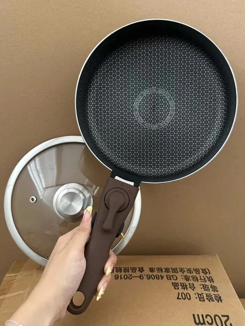 316 ステンレス中華鍋 取り外し可能ハンドル ポータブル ノンスティック キャンプ調理器具