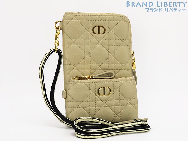 未使用クリスチャンディオールレディディオールマルチファンクションポーチスマートフォンケースフォンポーチポシェット
