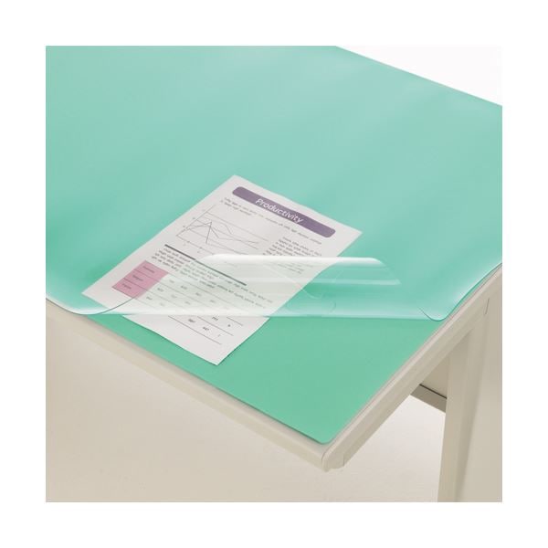 （まとめ） ライオン事務器 デスクマット PVC製光沢仕上 ダブル（グリーンマット付） 450×300×1.8mm SN 1枚 (×5セット) 8,776円