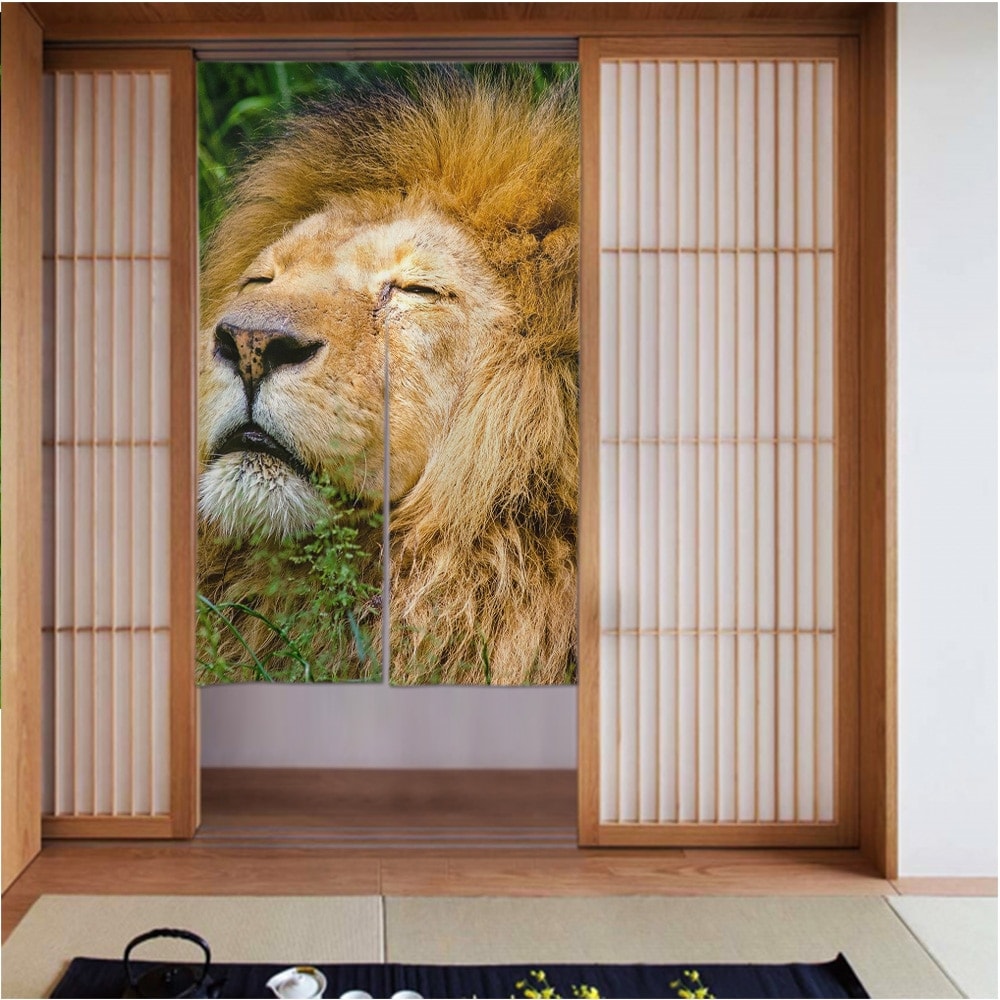 カーテン3456in アフリカ-男性-たてがみ-怠惰 良いドレープ滑らかでしわになりにくい