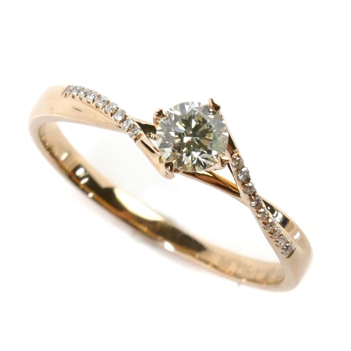K18PG ピンクゴールド リング・指輪 ダイヤモンド0.236ct/0.033ct 12.5号 1.5g レディース 中古