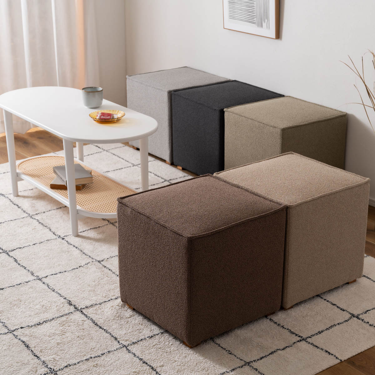 キューブスツール 高さ41cm スツール 椅子 スクエア キューブ型 ファブリック 布 オットマン 足置き サイドテーブル 玄関スツール 腰掛け