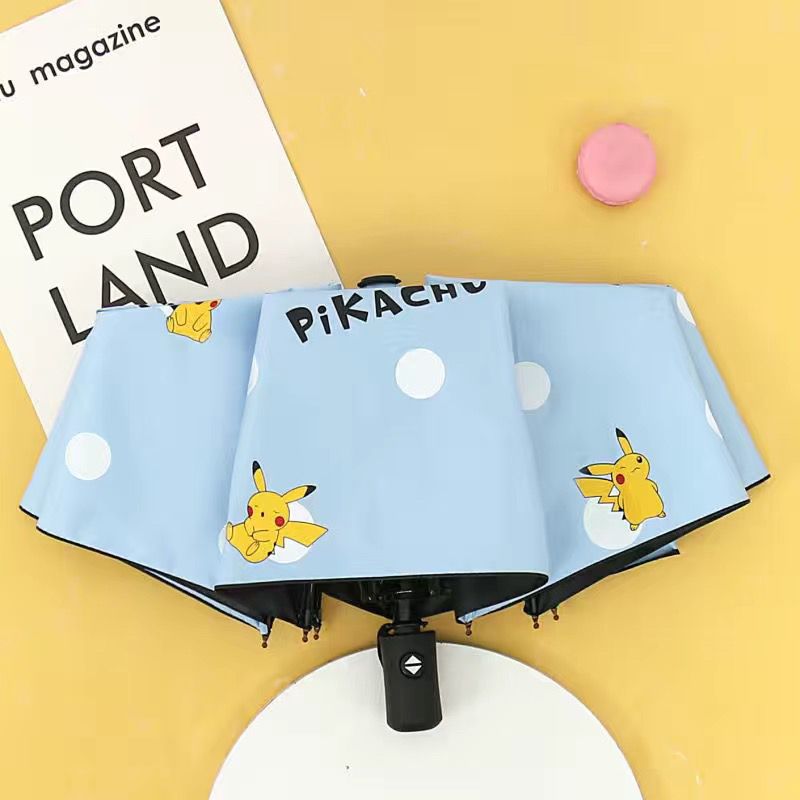 【1つ買うと10つ無料】ピカチュウ子供用全自動漫画小学生晴雨兼用折りたたみ日焼け止めアンチuv日傘イン
