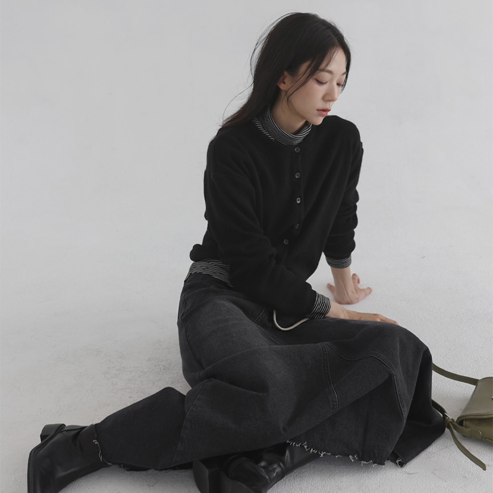 ポデラカシミアラウンドベーシックニットカーディガン