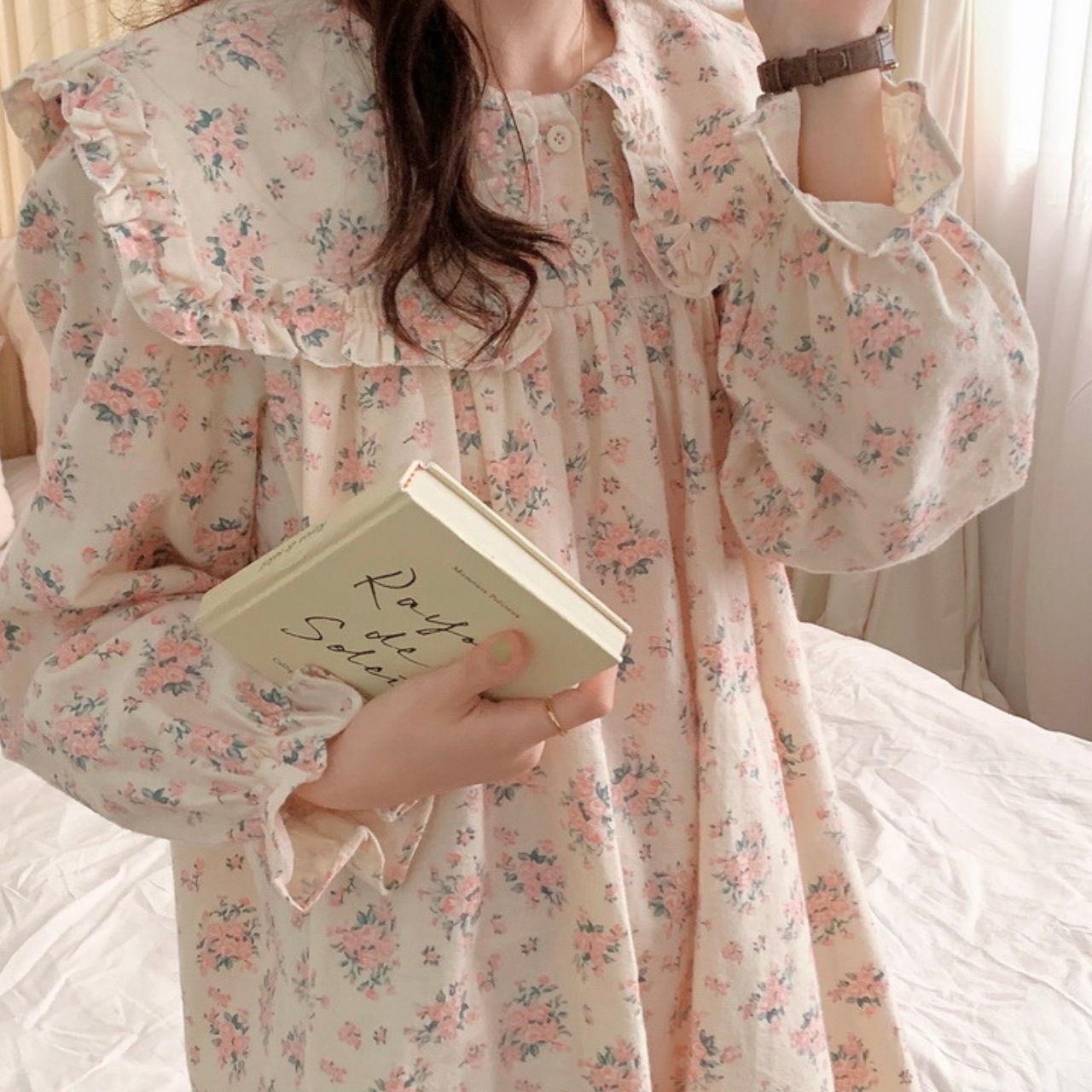 ルームウェア パジャマ シャツ カーディガン 部屋着 寝巻き ナイトウェア ネグリジェ フリル襟 袖あり ノースリーブ 長袖 萌袖 襟付き 前開き お得 かわいい きれいめ シンプル 花柄 カジュアル