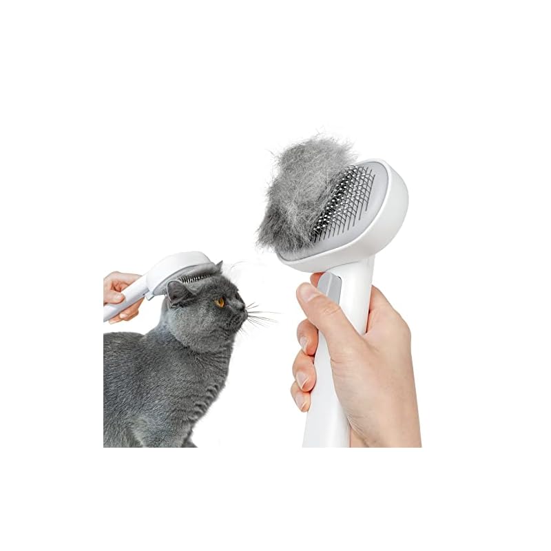 アウムカ (Aumuca) ペット用ブラシ【ワンプッシュ式!】 ブラッシングブラシ 猫ブラシ 犬用ブラシ スリッカーブラシ ワンプッシュ式 抜け毛取りクリーナ ー マッサージ 痛くない 丸洗い可能 皮