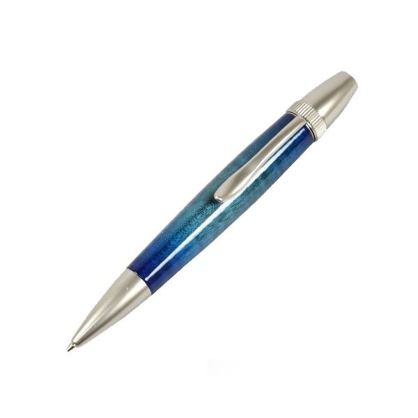 キャンディカラー ボールペン/文房具 (Blue カーリーメイプル) パーカータイプ 芯：0.7mm 日本製 文具 『Air Brush Wood Pen』