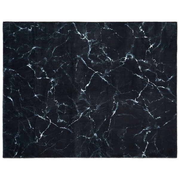 270608022 大理石柄のソフトフランネルラグ 190240 ブラック メーカー直送
