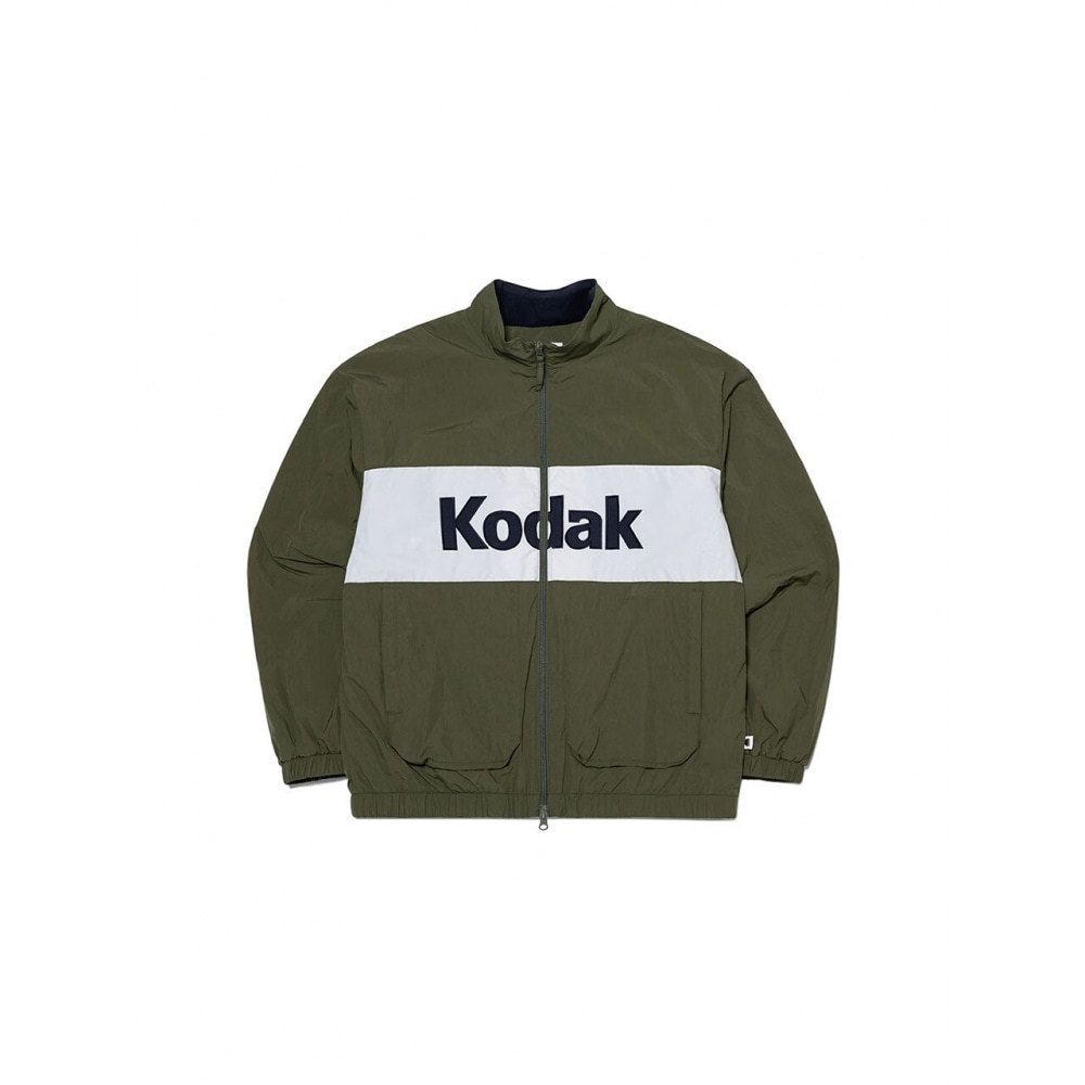 コダックアパレルカラーブロックマイクロフリース裏地付きジャケットカーキ