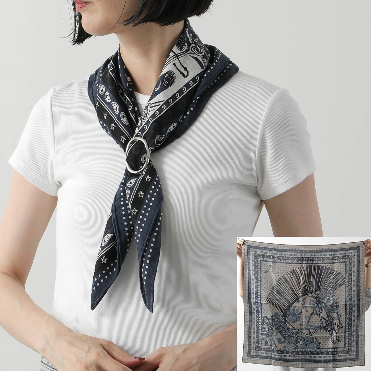 HERMES エルメス スカーフ CARRE カレH 65×65 シュヴァル・パンク・バンダナ 284135T カシミヤ シルク カシシル ストール ケース付き カラー2色