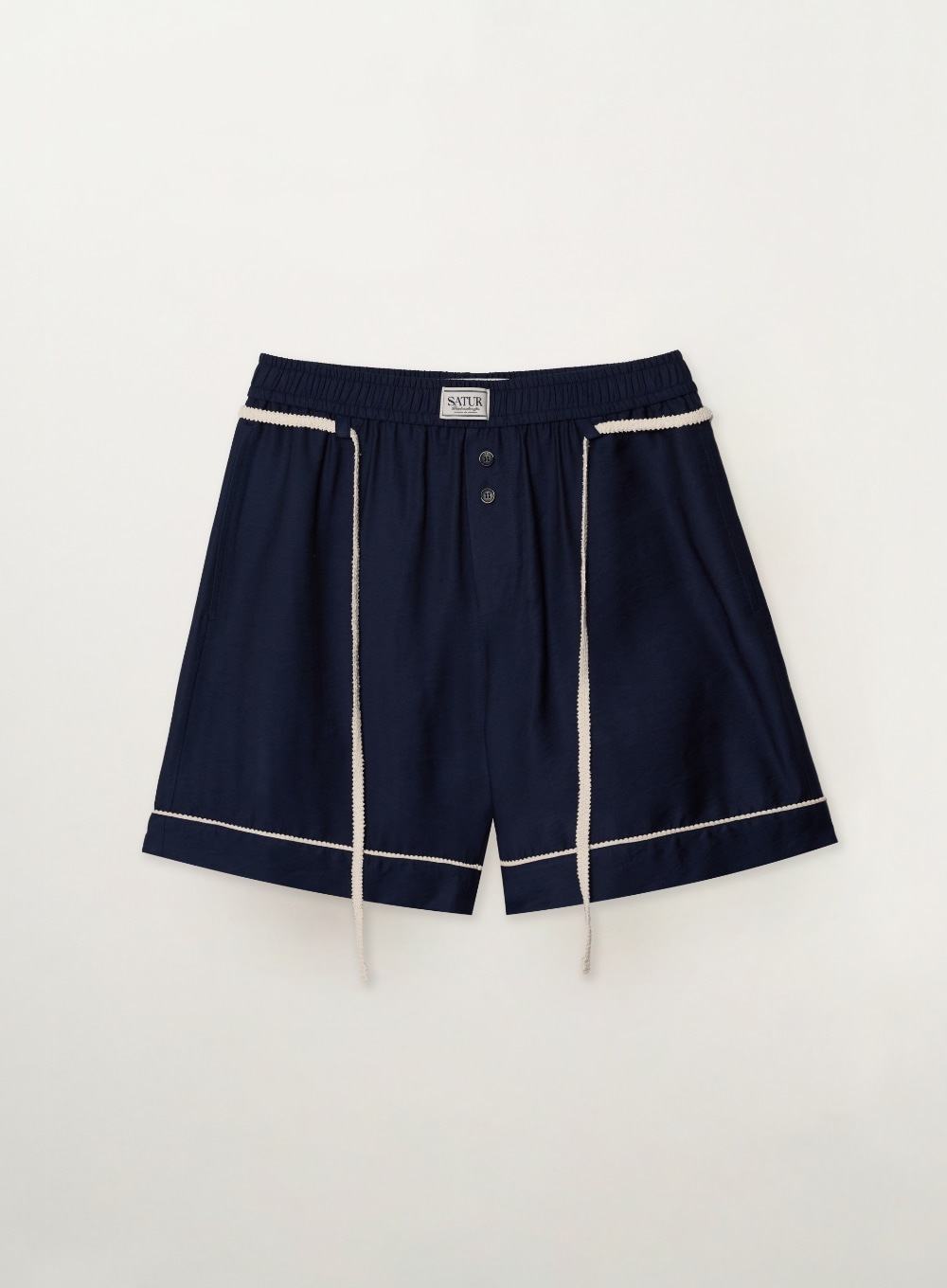 【SATUR】26SS HOMEWEAR LACE-UP BANDING SHORTS : NAVY