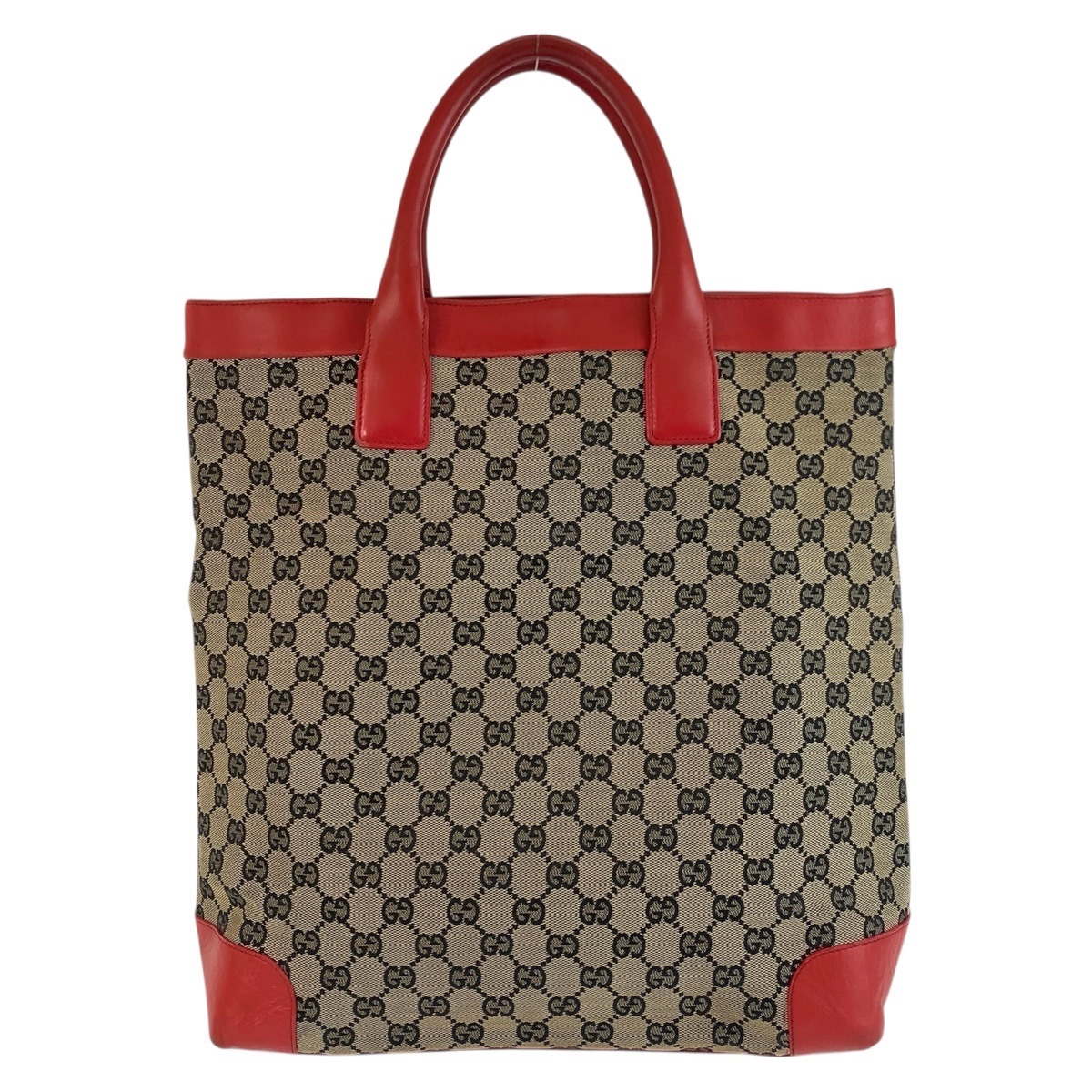 レッド ベージュ GGキャンバス/レザー 002 1121 トートバッグ ハンドバッグ レディース 504633