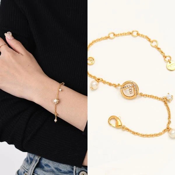 ブレスレット アクセサリー エフ イズ フェンディ レディース オケージョン ギフト ゴールド クリスタル