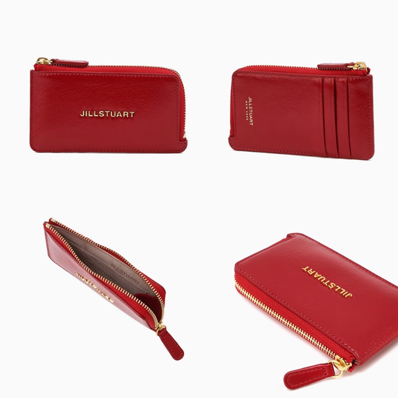 [COCO] レッドロゴスリム型カード財布/ジッパー開閉/カード収納3/コイン収納1 JAWA4F321R2