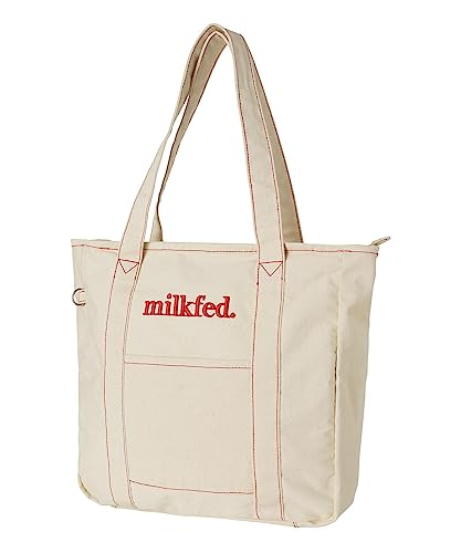 [ミルクフェド] トートバッグ CONTRAST STITCH TOTE BAG レディース RED
