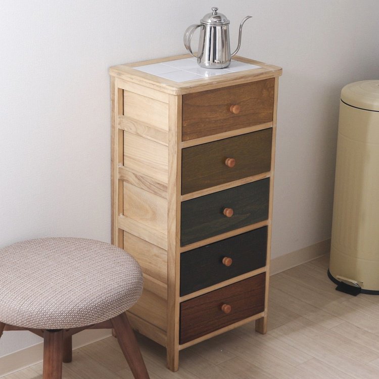 チェスト おしゃれ 5段 桐製 幅40×奥行30×高さ82cm