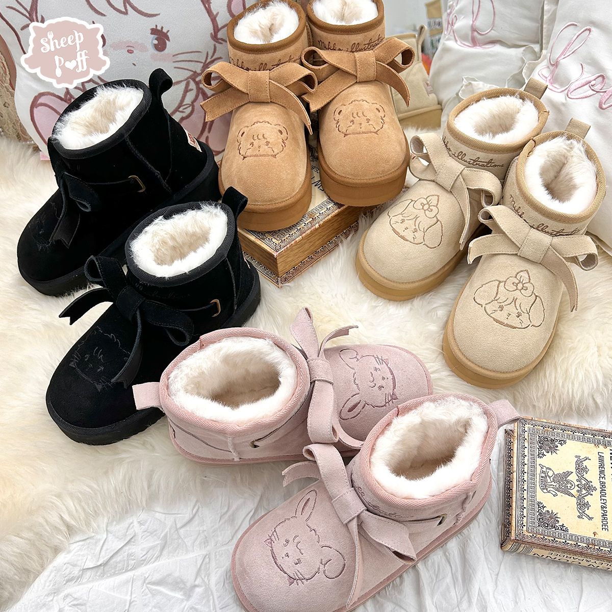 【現物】mikko低助雪地靴ヒツジ泡芙冬保温雪地靴ベルベット綿靴