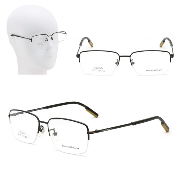 フレームのみ EZ5179-D/V 001 57 ブラック Ermenegildo Zegna メガネ 眼鏡 アジアンフィット