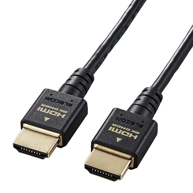HDMI ケーブル HDMI2.1 ウルトラハイスピード スリム 8K4K対応 2m ブラック dh-hd21es20bk