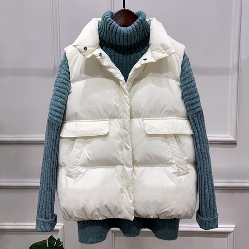 女性用軽量ダウンベストスタイリッシュなダウンジャケット2025年新作冬用ショート丈ウエストコート