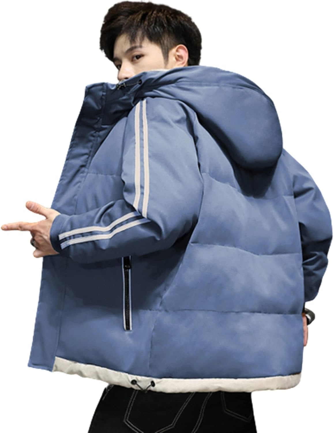 中綿ジャケット カジュアル メンズ 厚手 冬 アウター フード付き 防風 保温性 防寒コート ショート丈 ウインドブレーカー シンプル 綿服 普段着 アウトドア キャンプ バイク